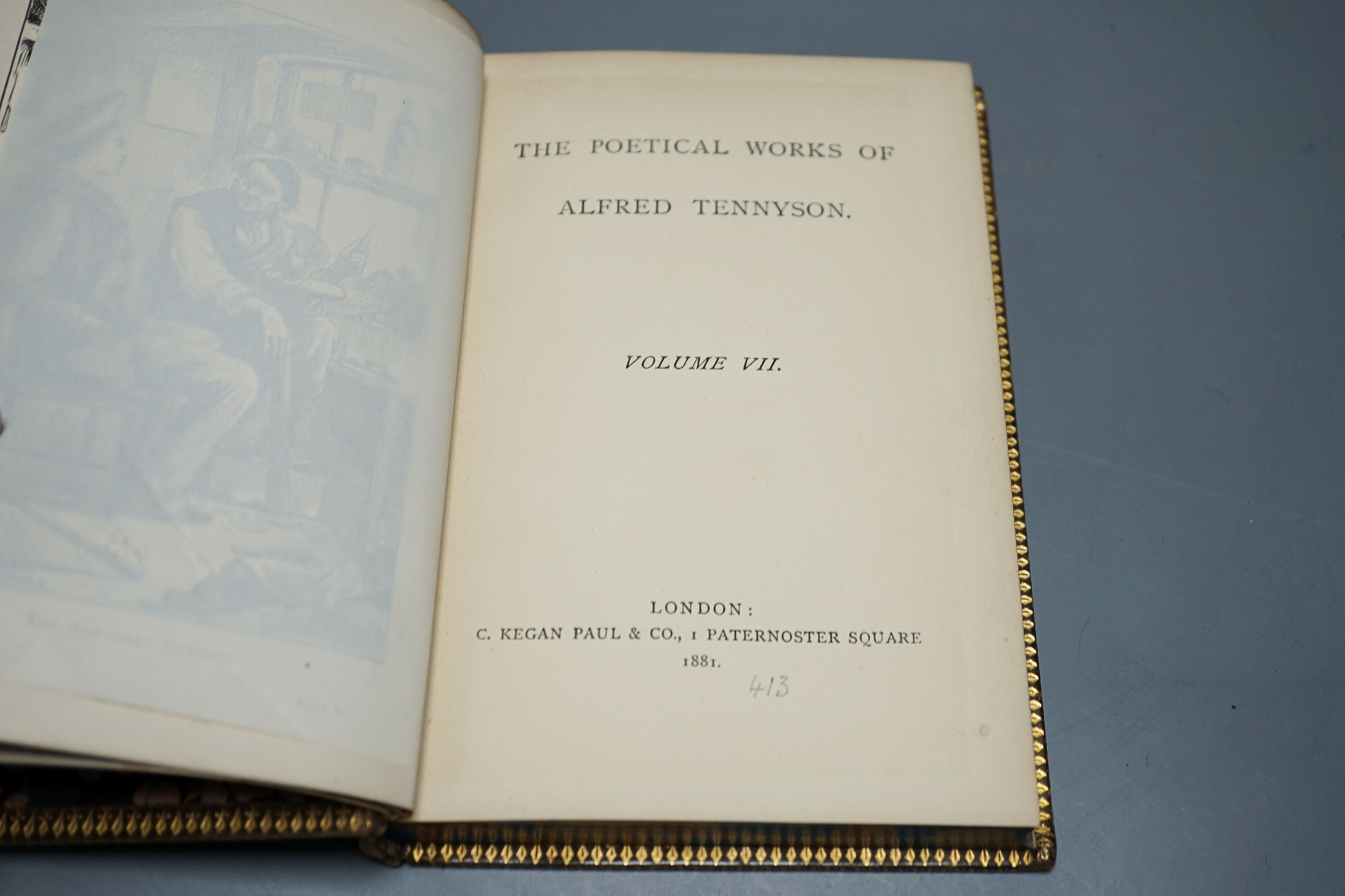 Bindings - The works of Tennyson, 7 Volumes and two others